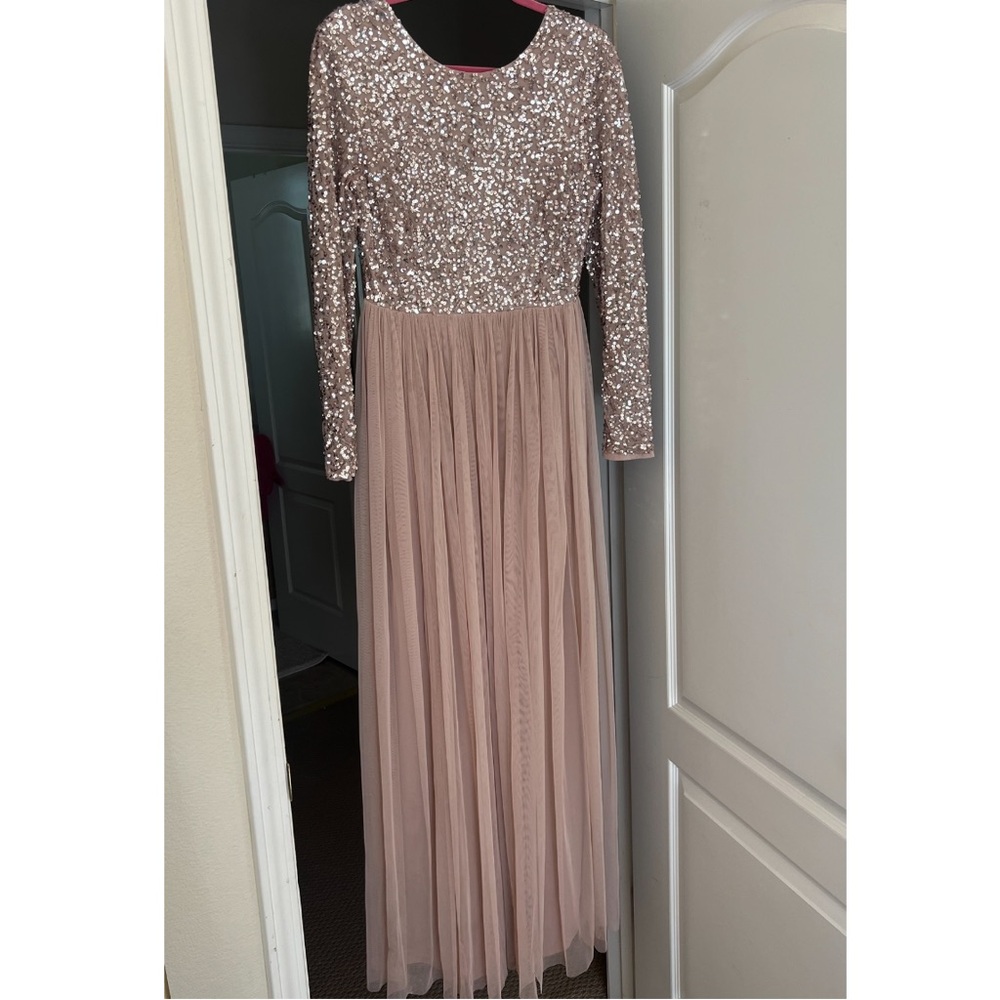 Asos Maya Bridesmaid dress long sleeve v back maxi dress